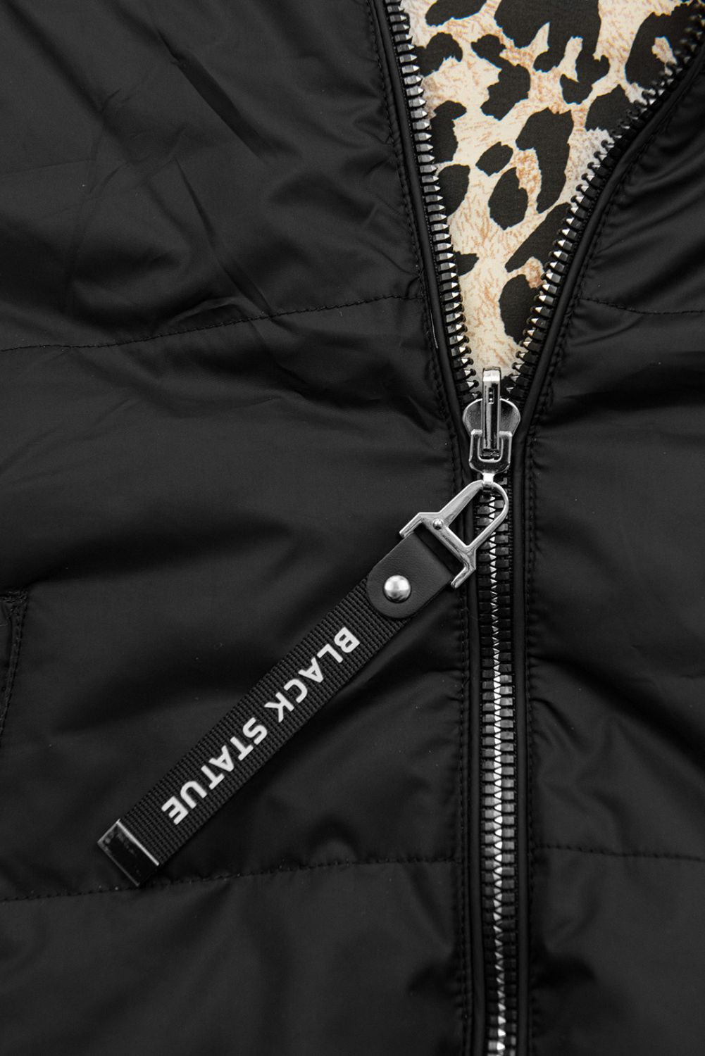 Dvostranski telovnik z leopardjim vzorcem, črna