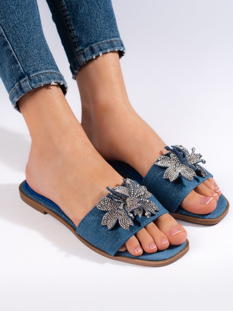 Ženske jeans natikače z okrasjem