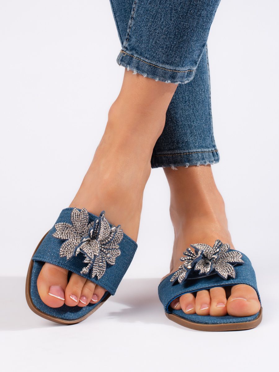 Ženske jeans natikače z okrasjem