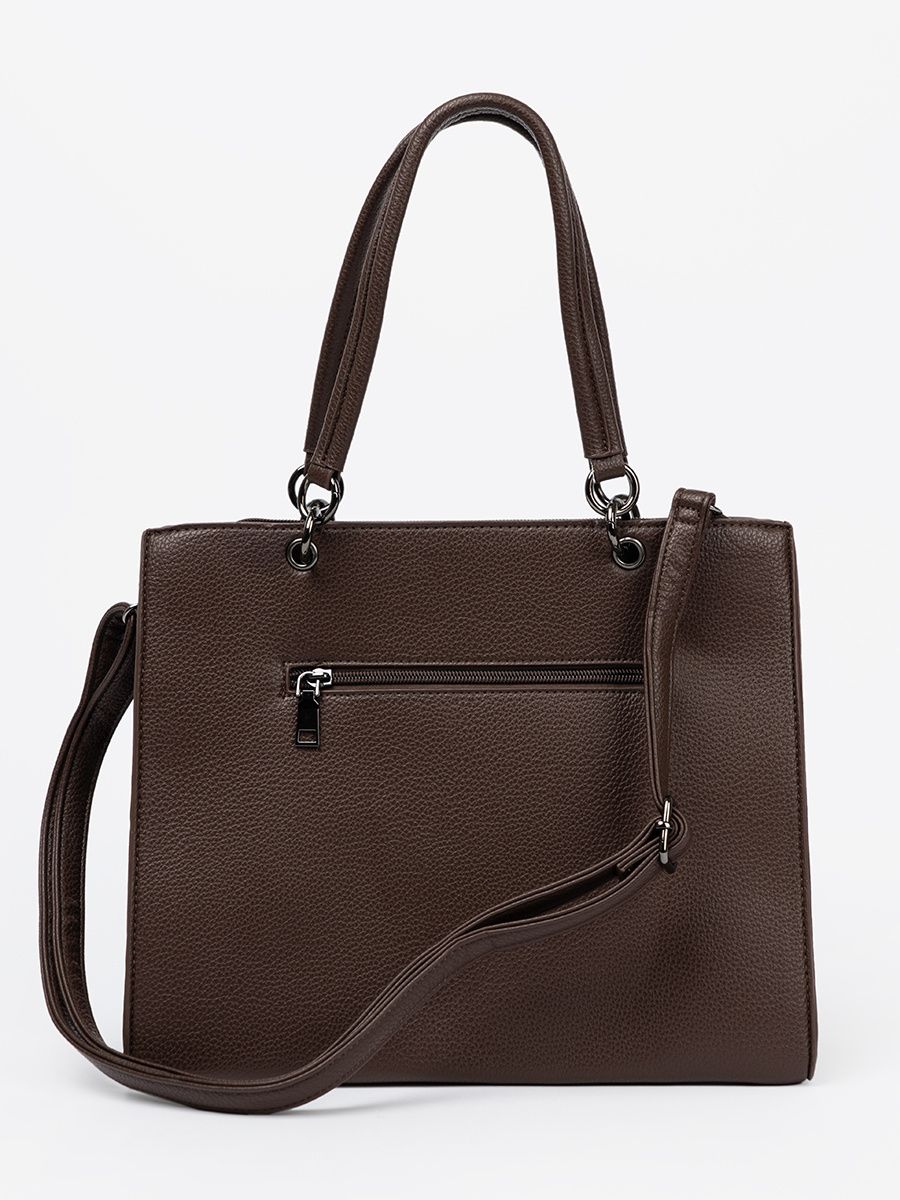 Rjava shopper torba z embosiranim napisom