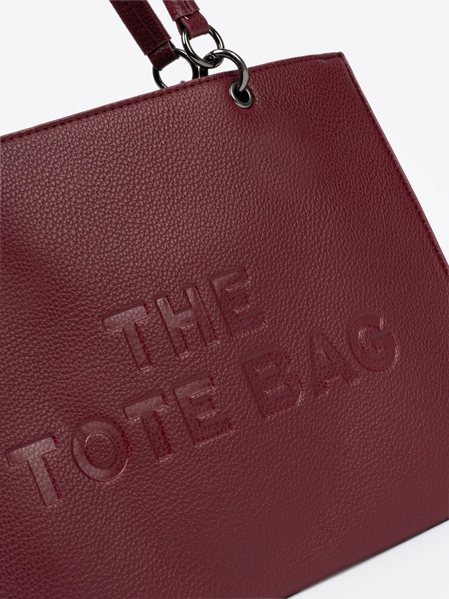 Bordo tote torbica z reliefnim napisom