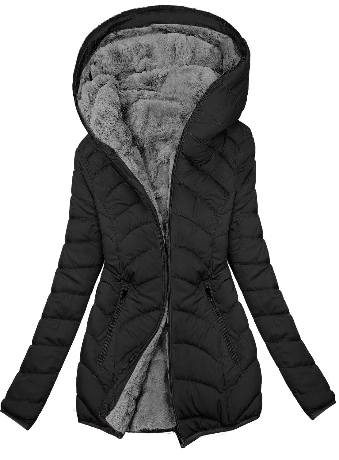 Obojestranska podložena jakna črna/siva