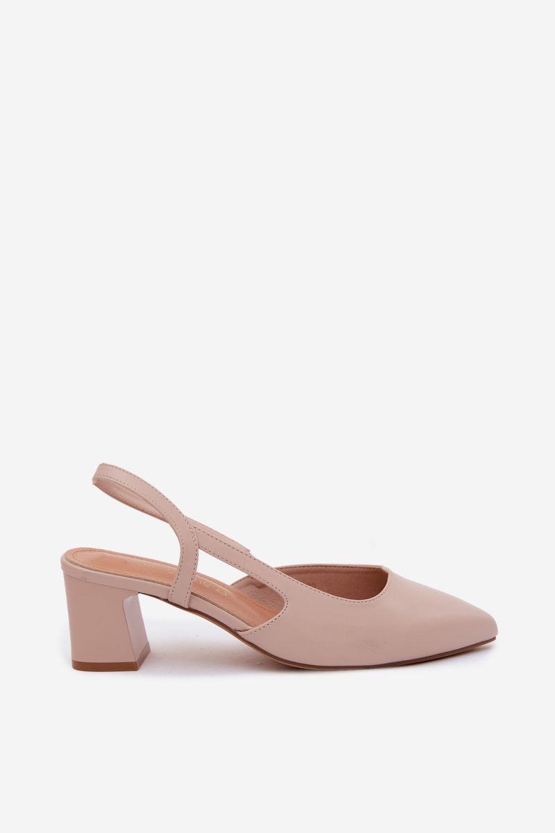 Rožnati sandali s peto iz umetnega usnja