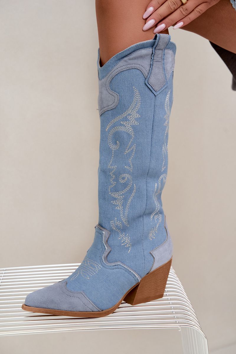 Jeans kavbojski škornji s peto