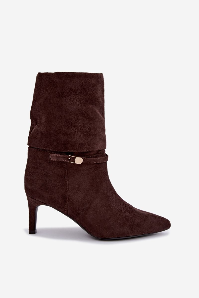 Rjavi topli gležnjarji s peto in paščkom