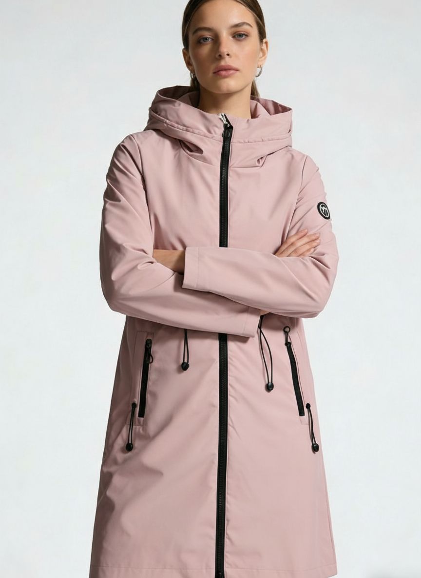 Ženska prehodna jakna s kapuco starorožnata