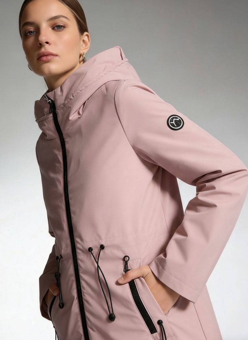 Ženska prehodna jakna s kapuco starorožnata