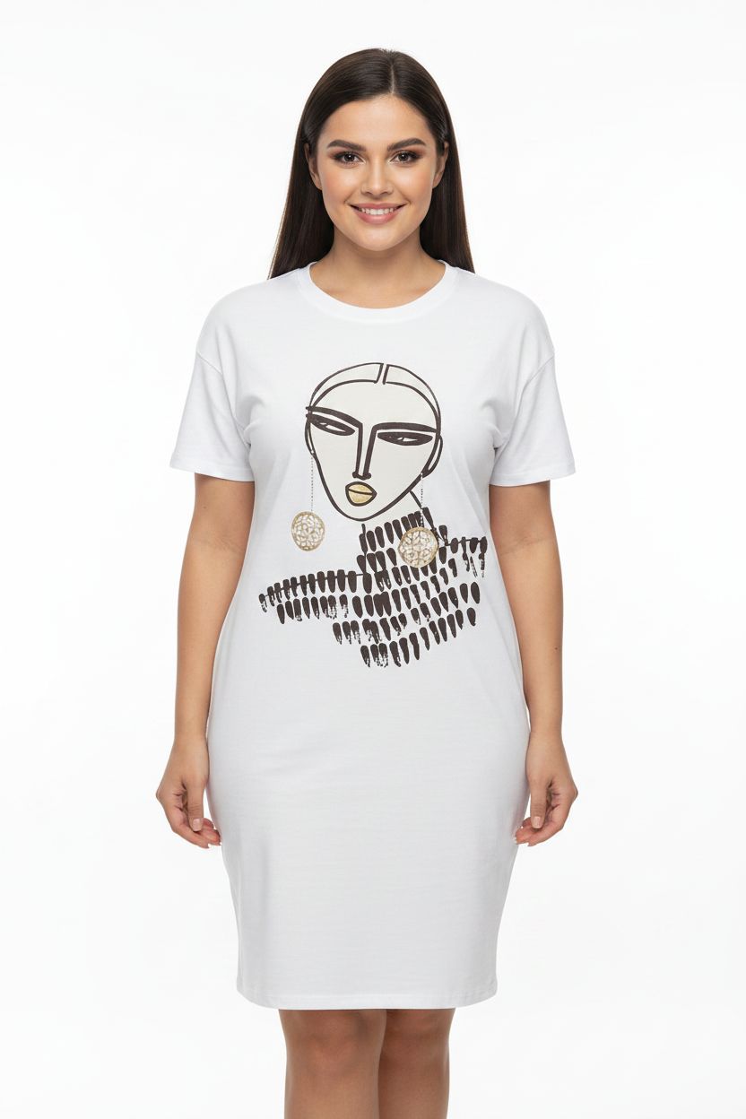 Peščenorjava večja (plus size) obleka MODEL