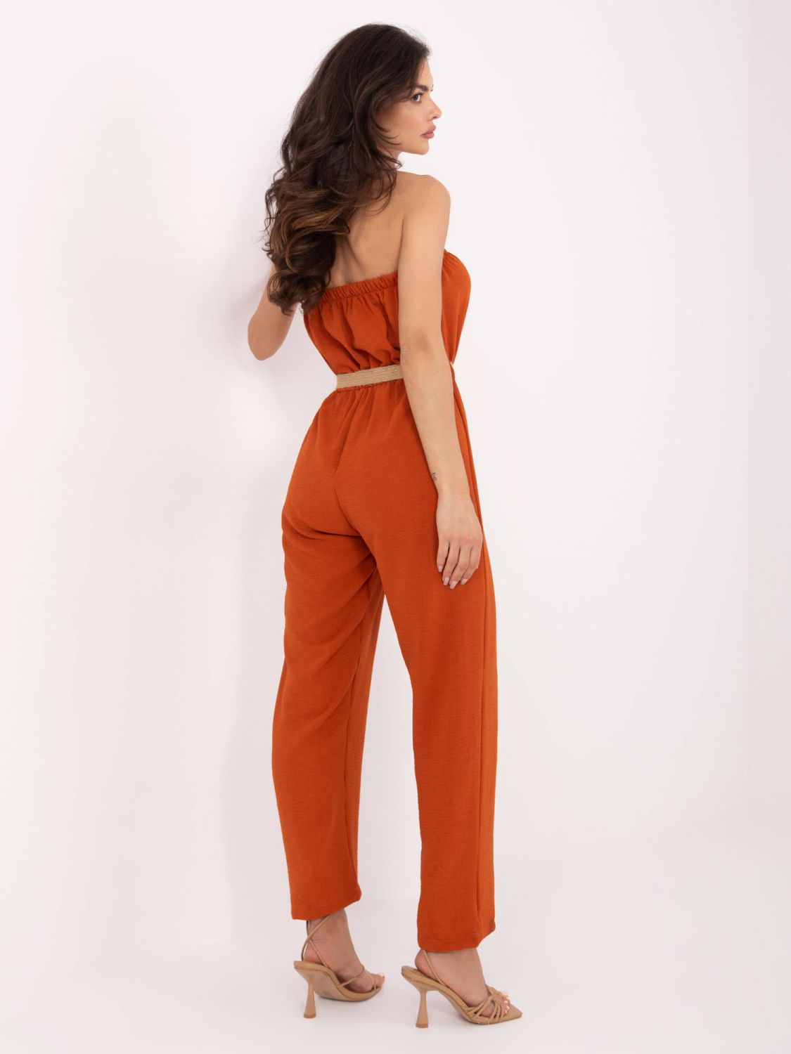 RUE PARIS Oranžni kombinezon s pasom