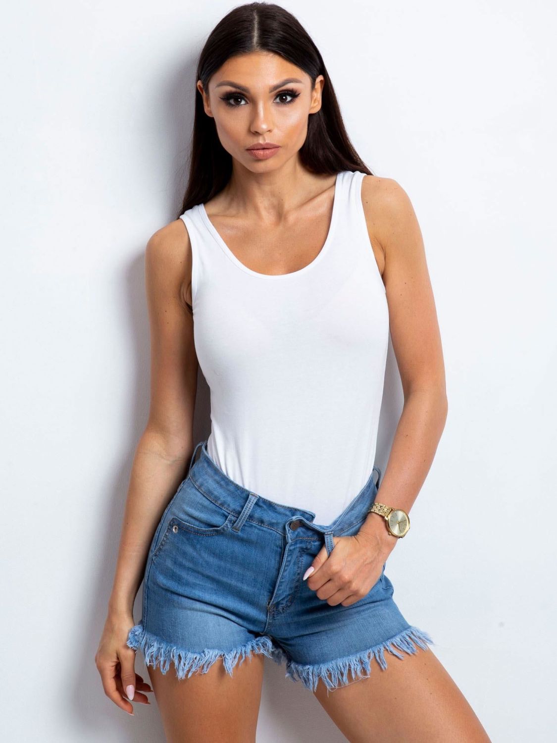 Belo brezrokavno body