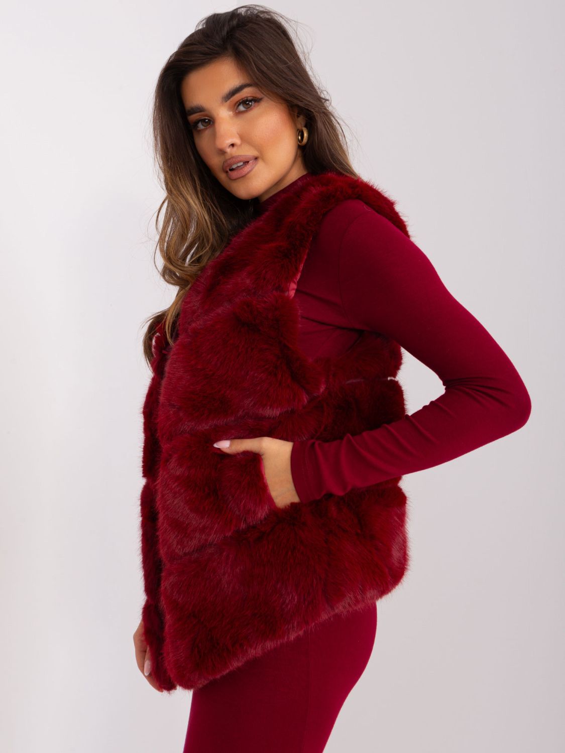 Bordo asimetrična ženska brezrokavnik