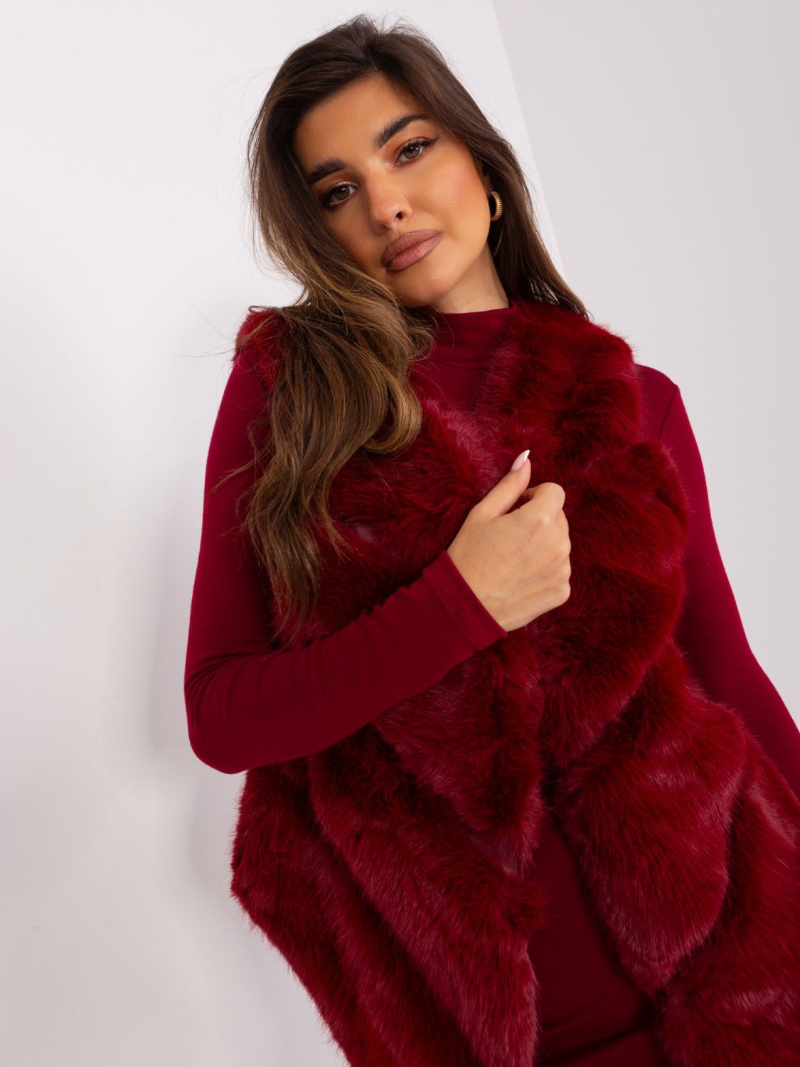 Bordo asimetrična ženska brezrokavnik