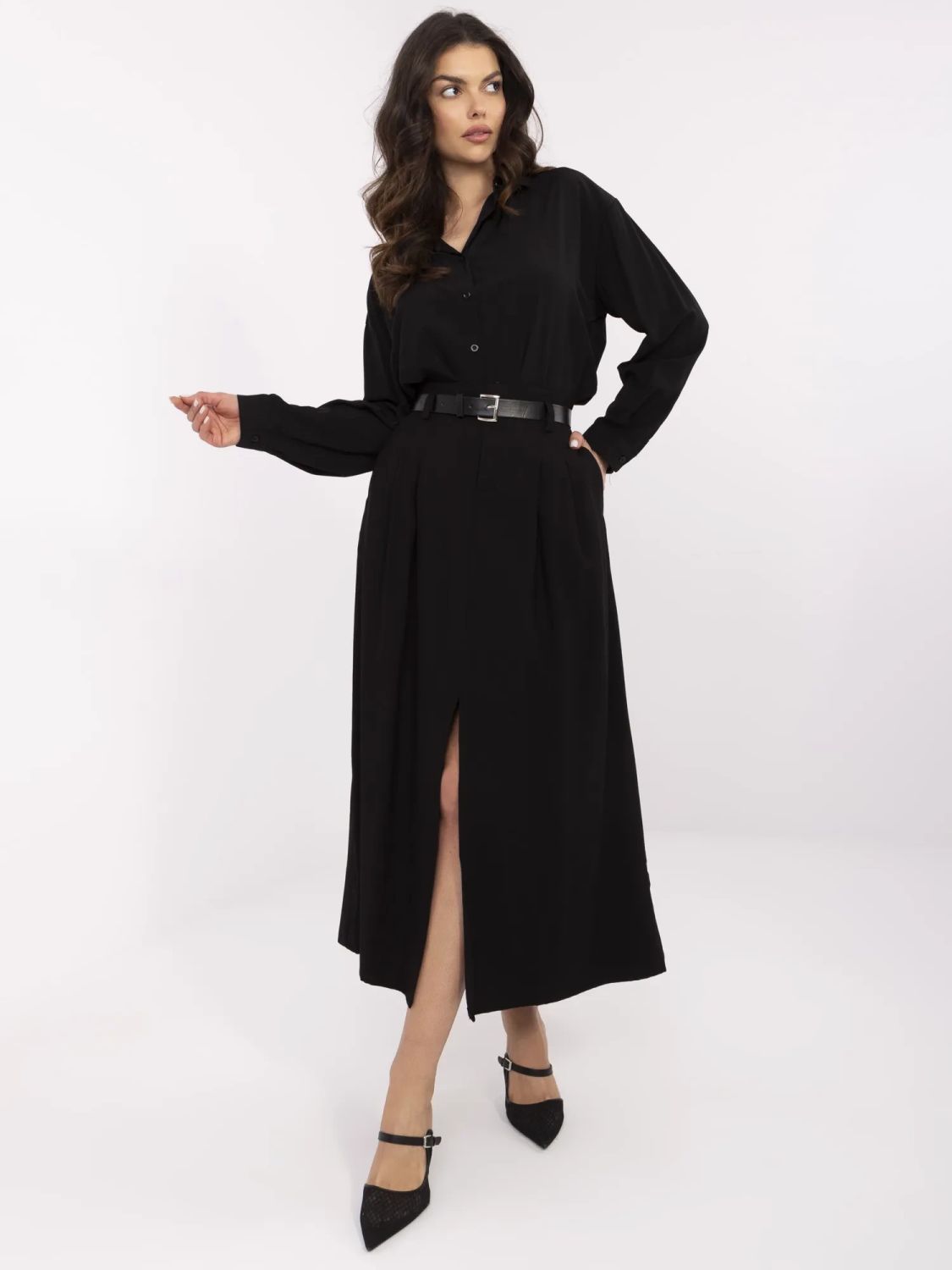 Elegantna midi krila v črni barvi
