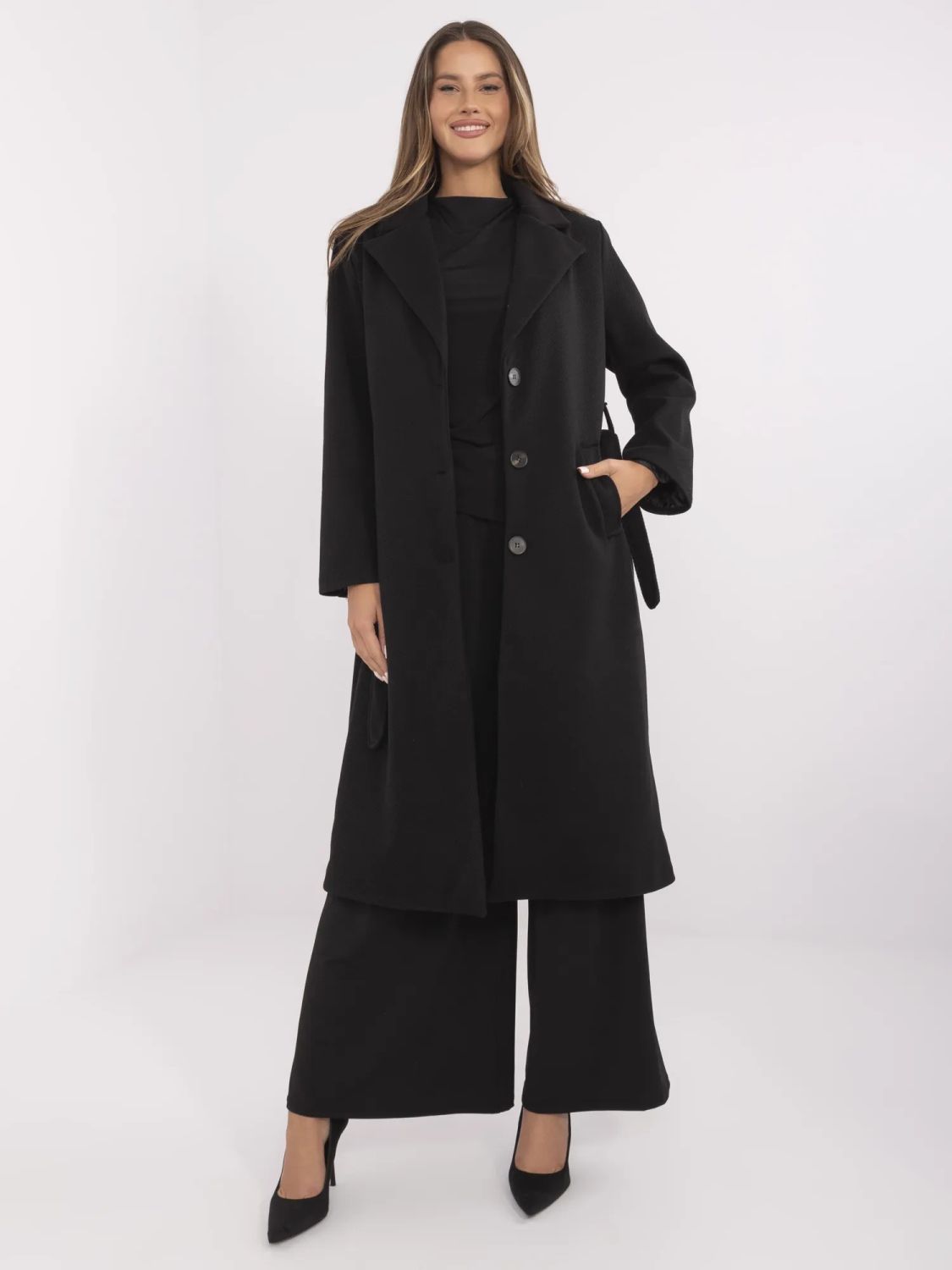 Elegantna črna prehodna bunda