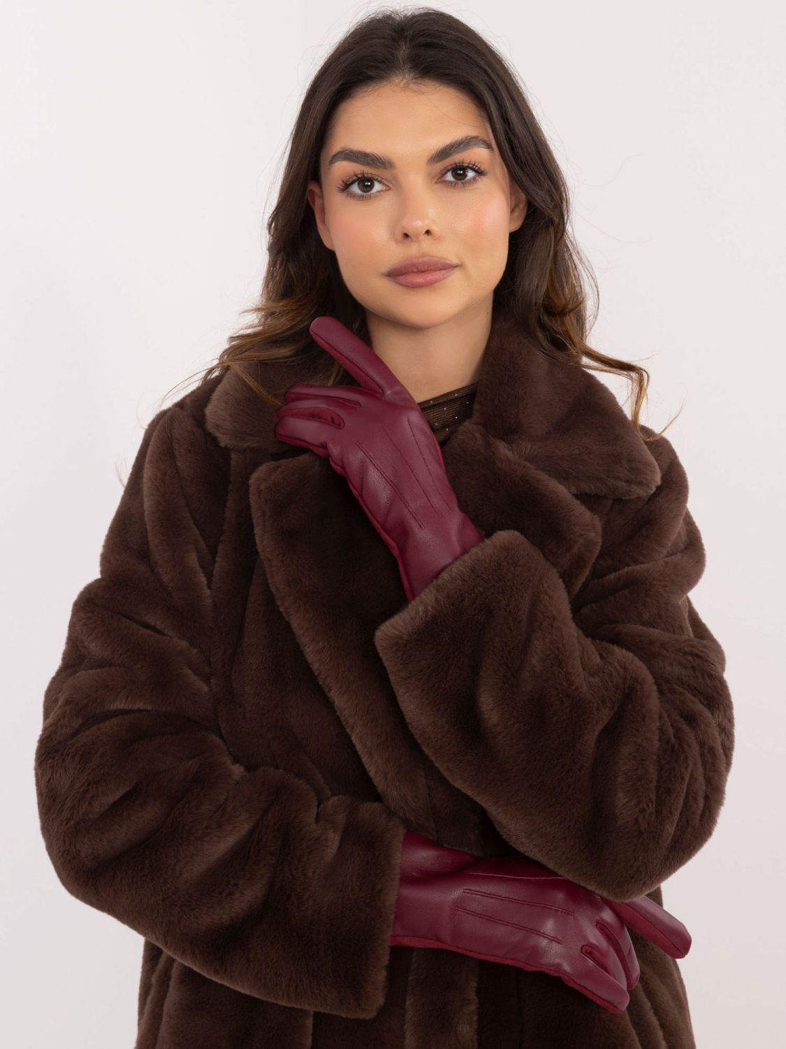 Ženske podložene rokavice v bordo barvi