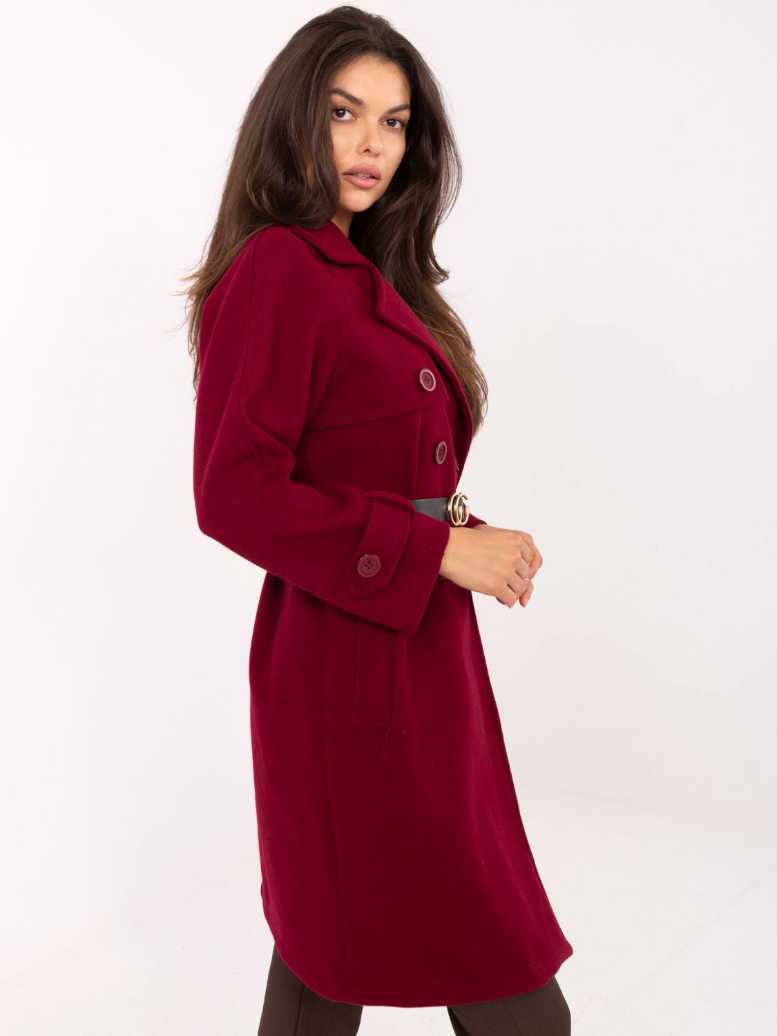 Eleganten prehodni plašč v bordo barvi