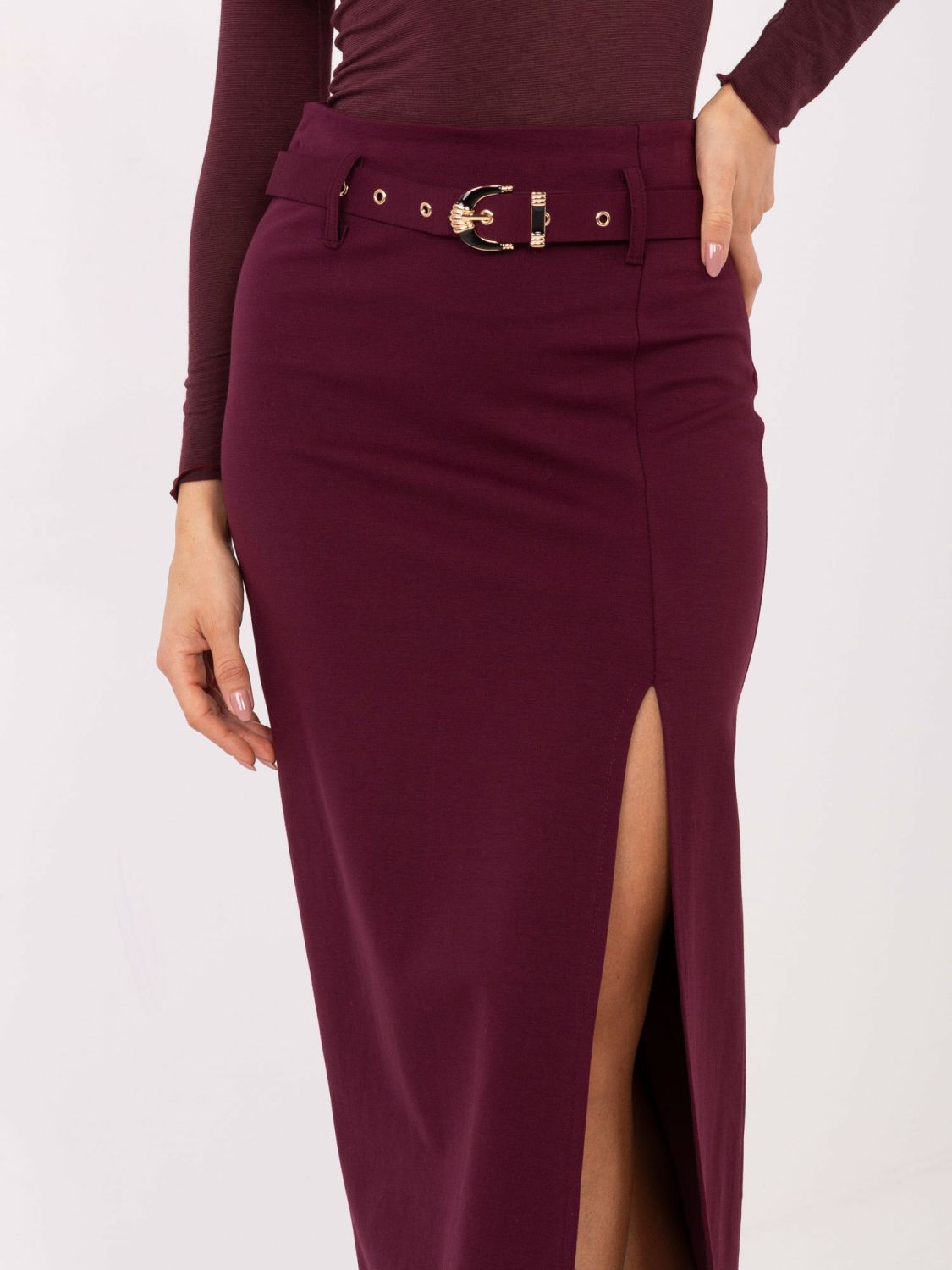 Elegantno bordo midi krilo s pasom