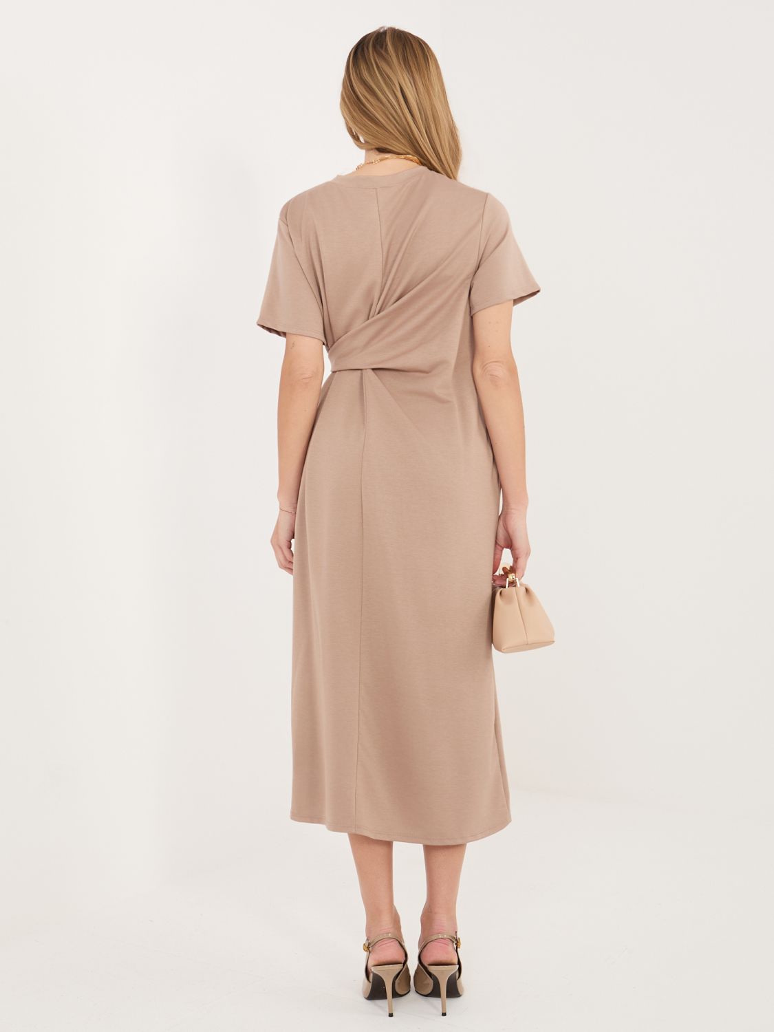 Bežna midi poletna obleka s kratkimi rokavi