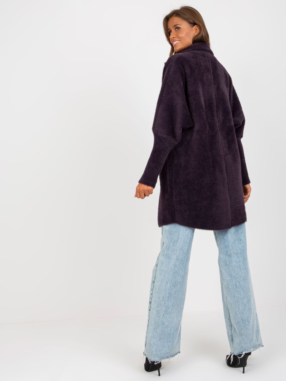 Prehodni plašč iz alpake in volne violet