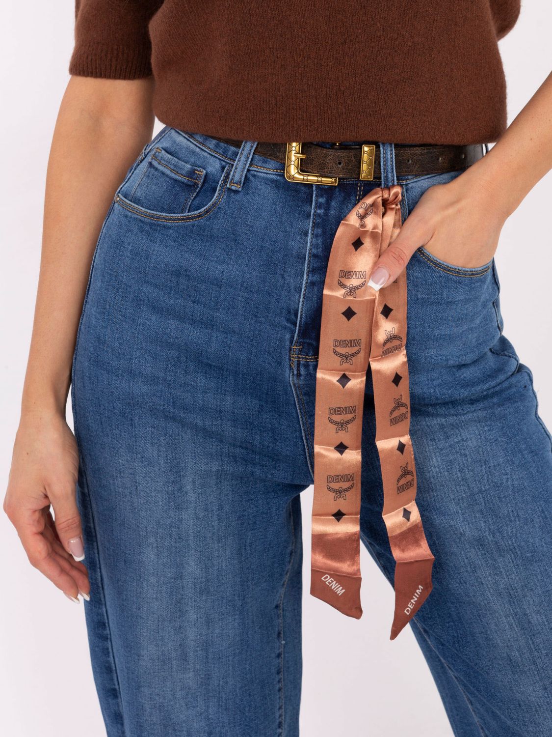 Ženske balloon kroj kavbojke z visokim pasom, temno modre