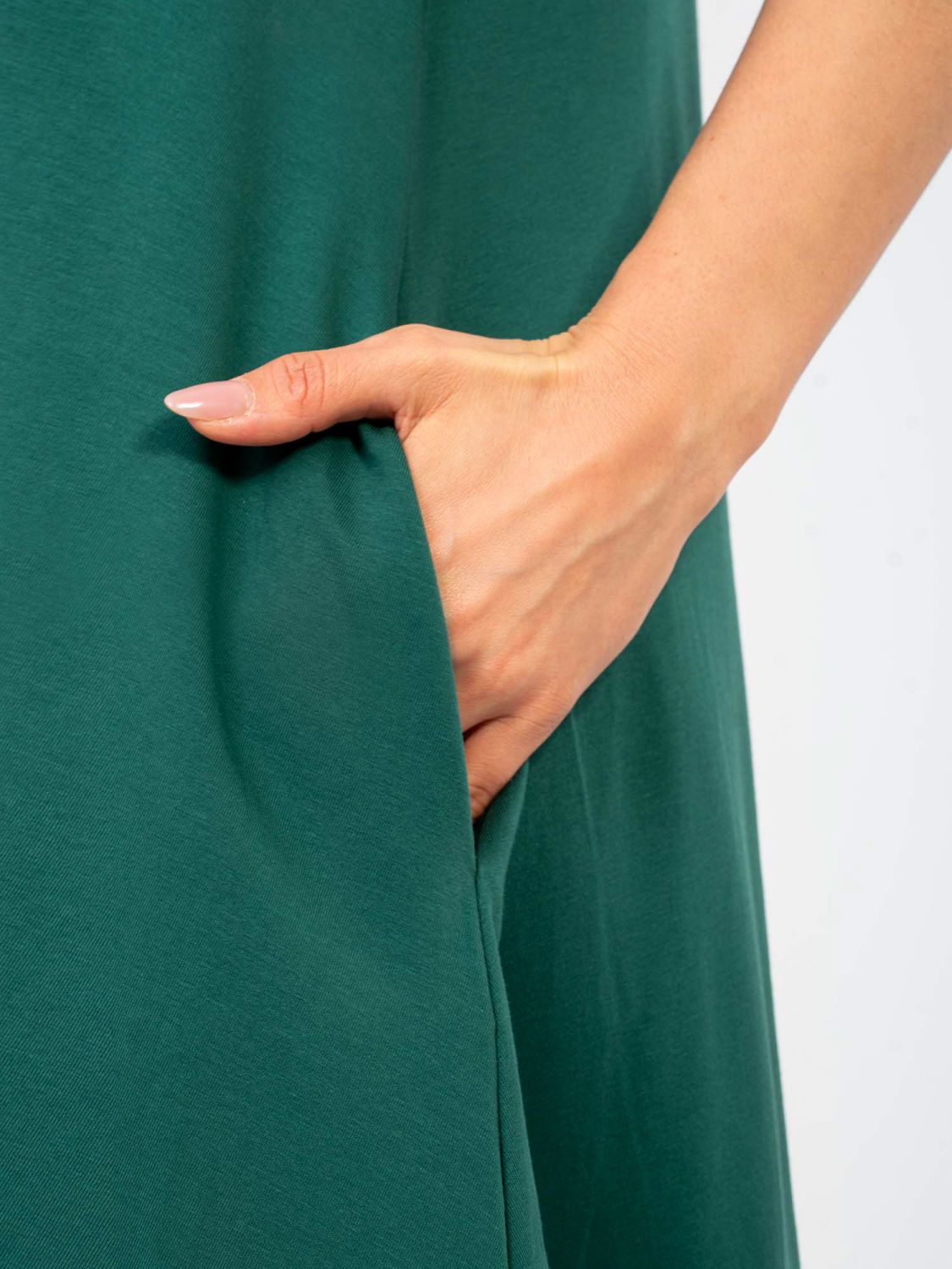 Temno zelena maxi poletna obleka z naramnicami