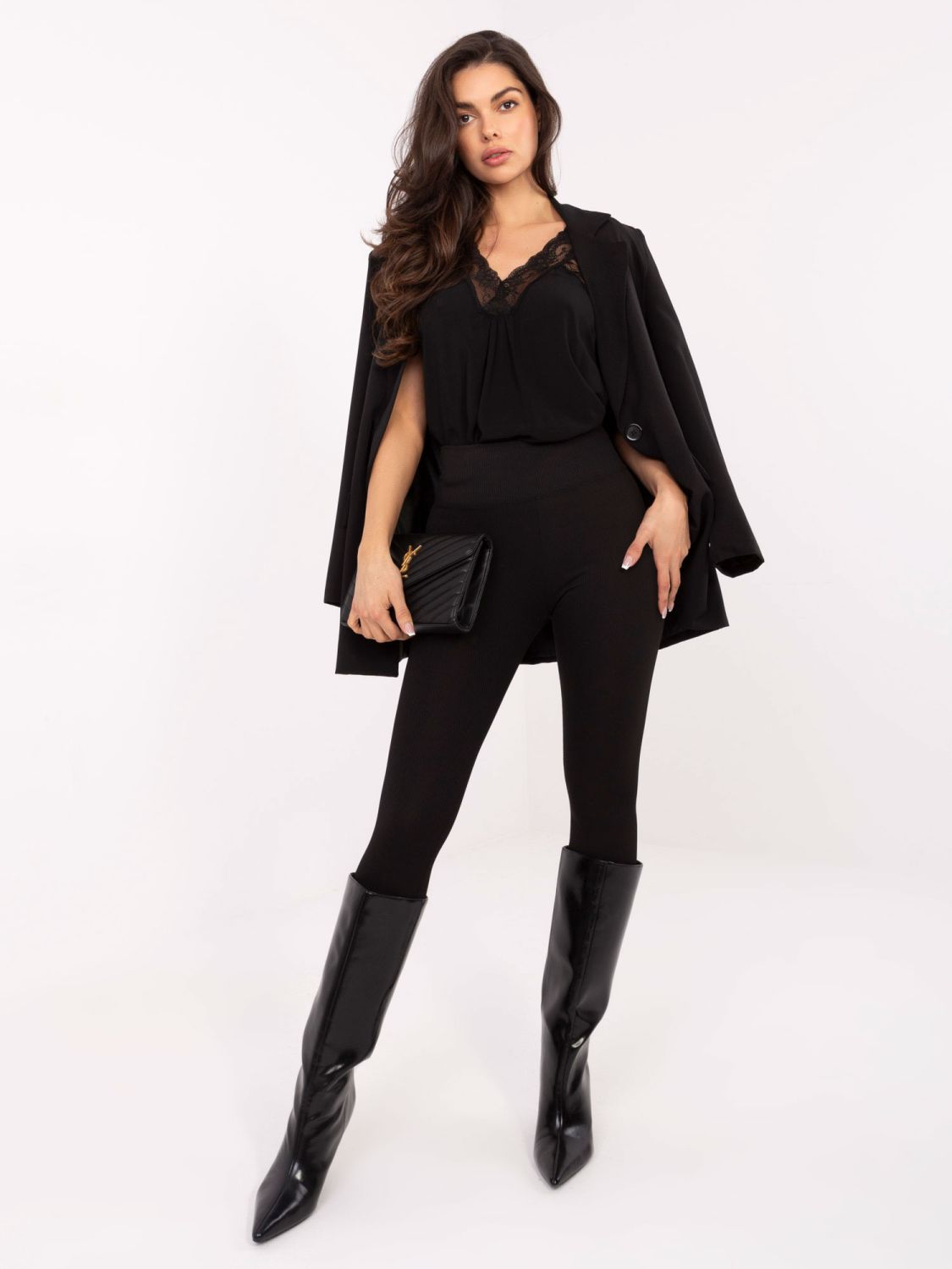 Črne rebraste pajkice z visokim pasom