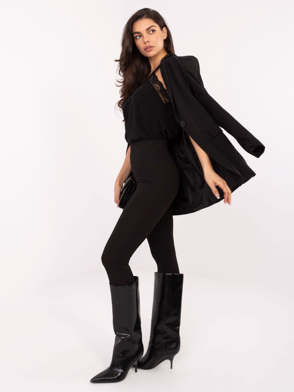 Črne rebraste pajkice z visokim pasom