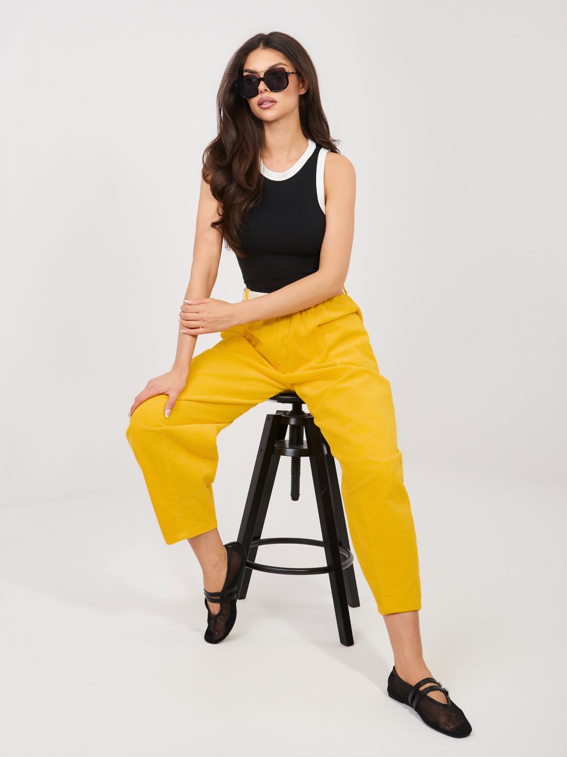 Črn bombažen top brez rokavov