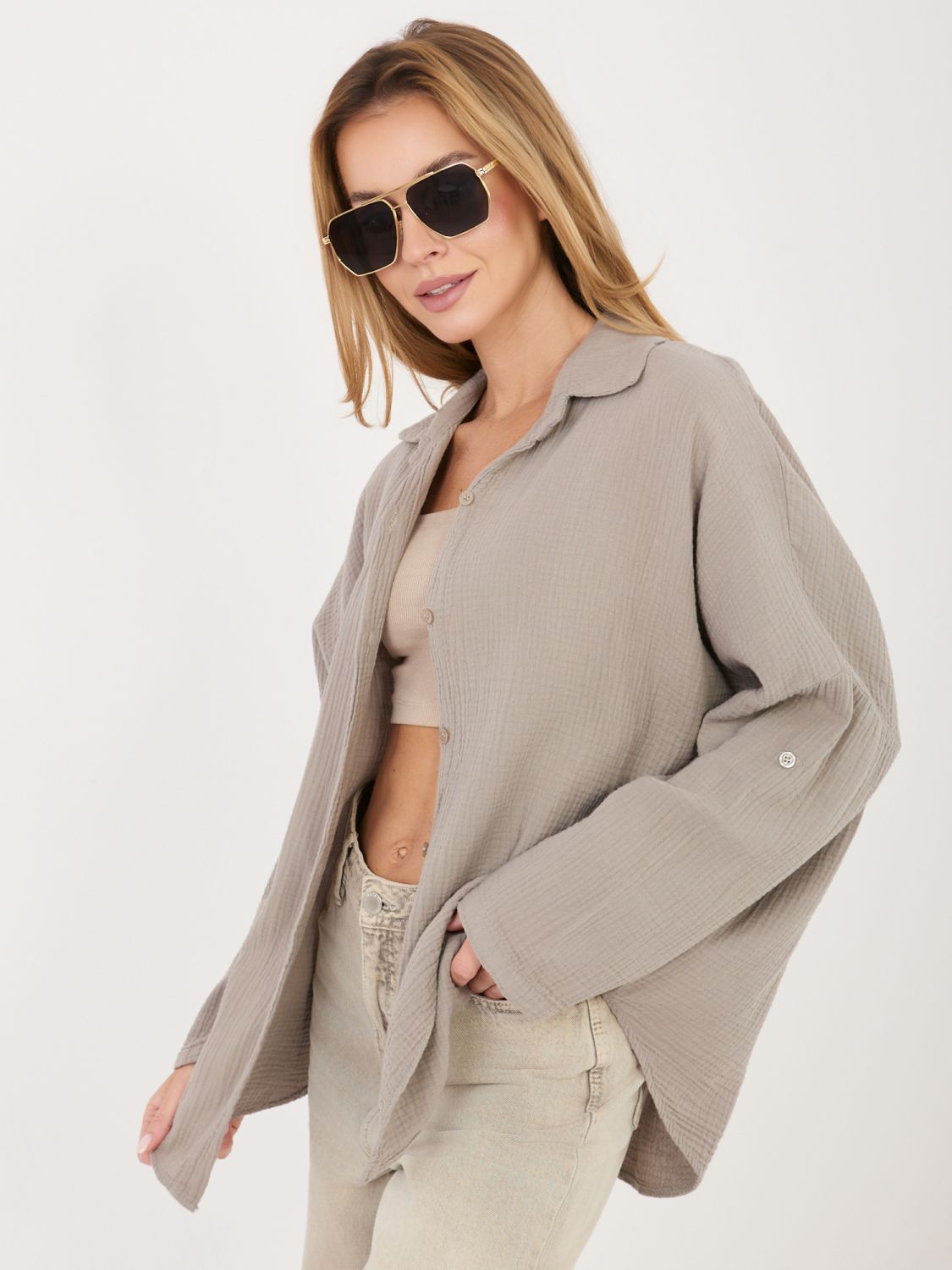 Bežna bombažna srajca s klasičnim ovratnikom