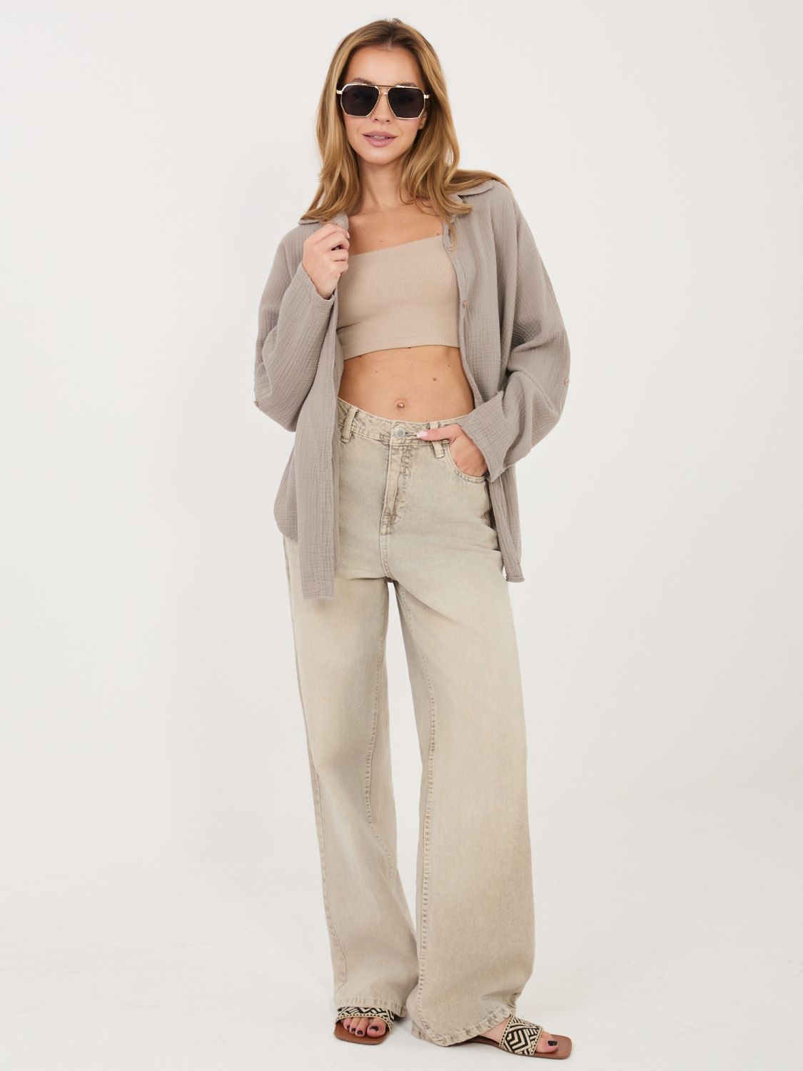 Bežna bombažna srajca s klasičnim ovratnikom