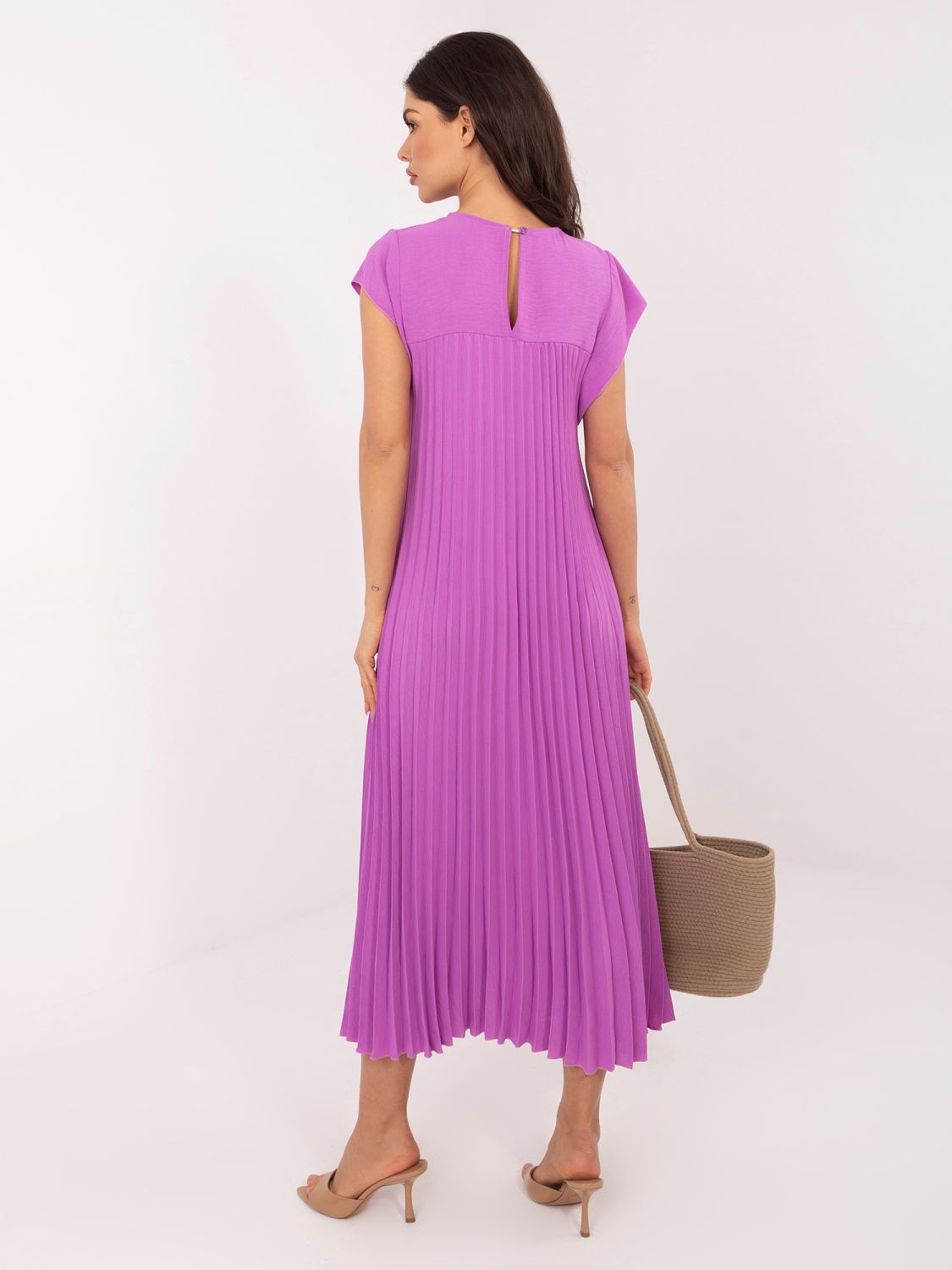 Vijolična midi koktajl obleka z žepi