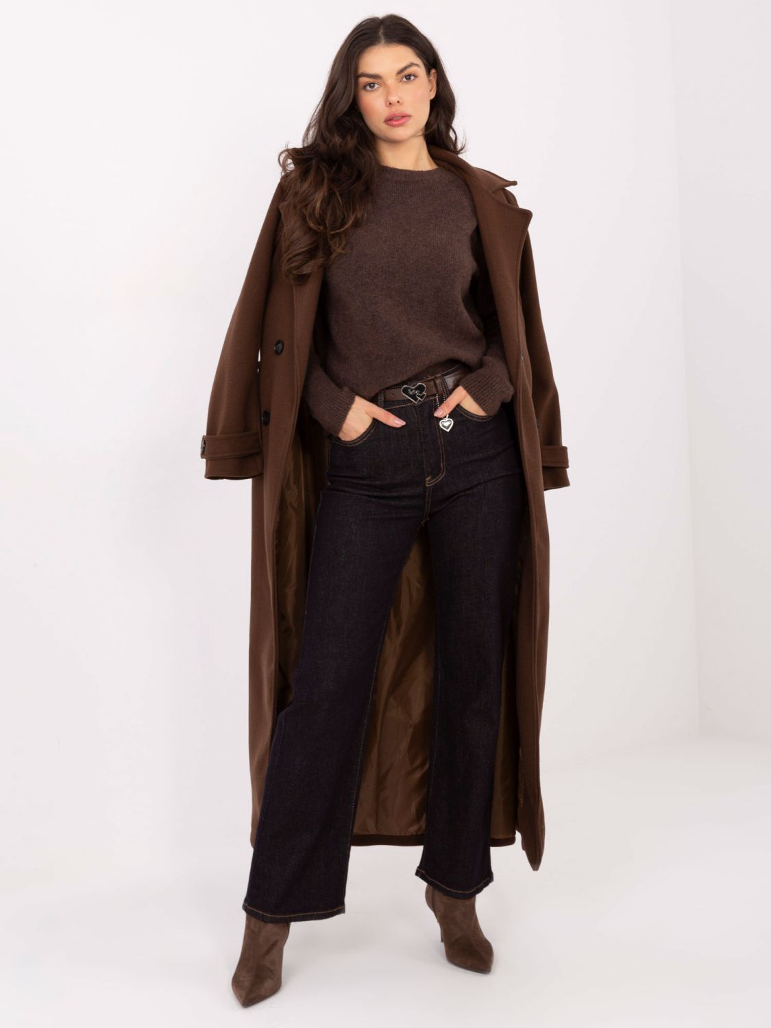 Ženske temno modre ravne kavbojke z visokim pasom