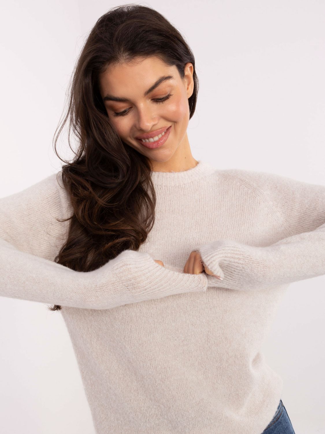 Bež pulover iz alpake