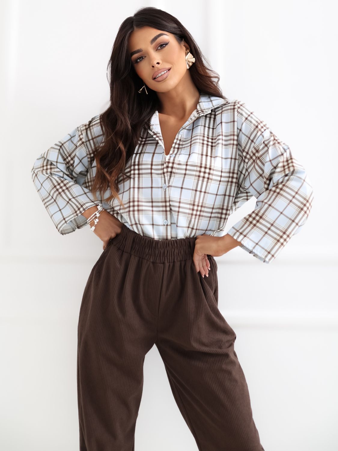 Svetlomodra karirana srajca