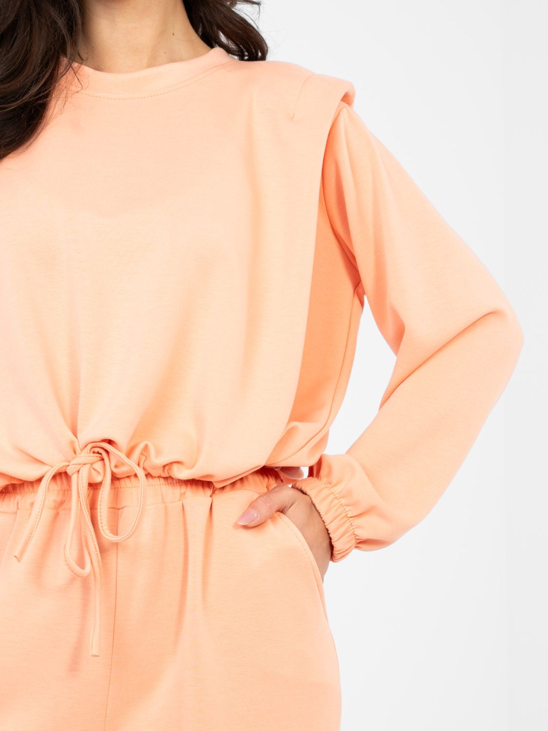 Ženski oranžni komplet z zavezovanjem in dolgimi rokavi