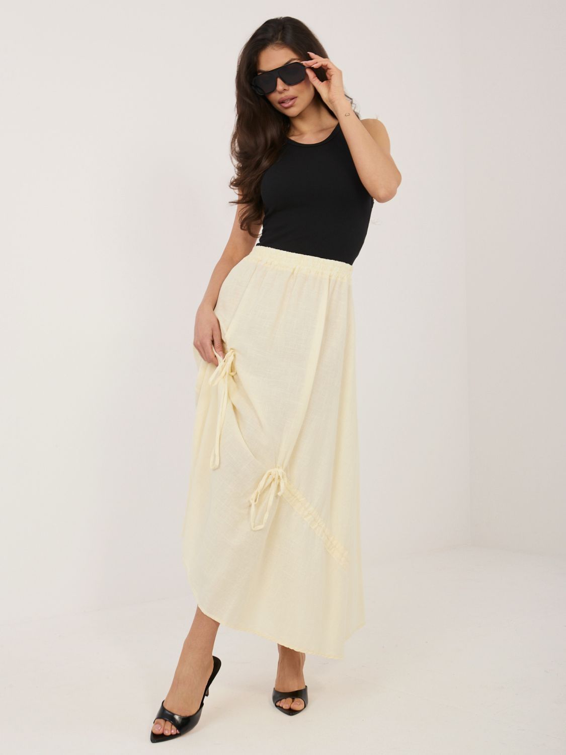 Rumeno midi krilo z zavezovanjem