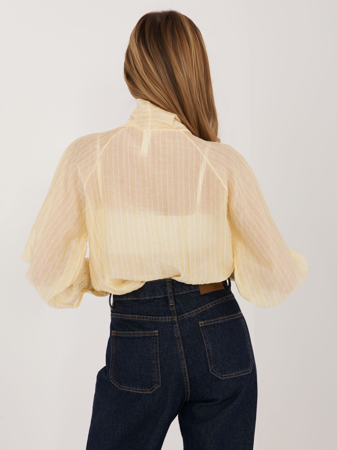 Rumena črtasta srajca z vezanjem