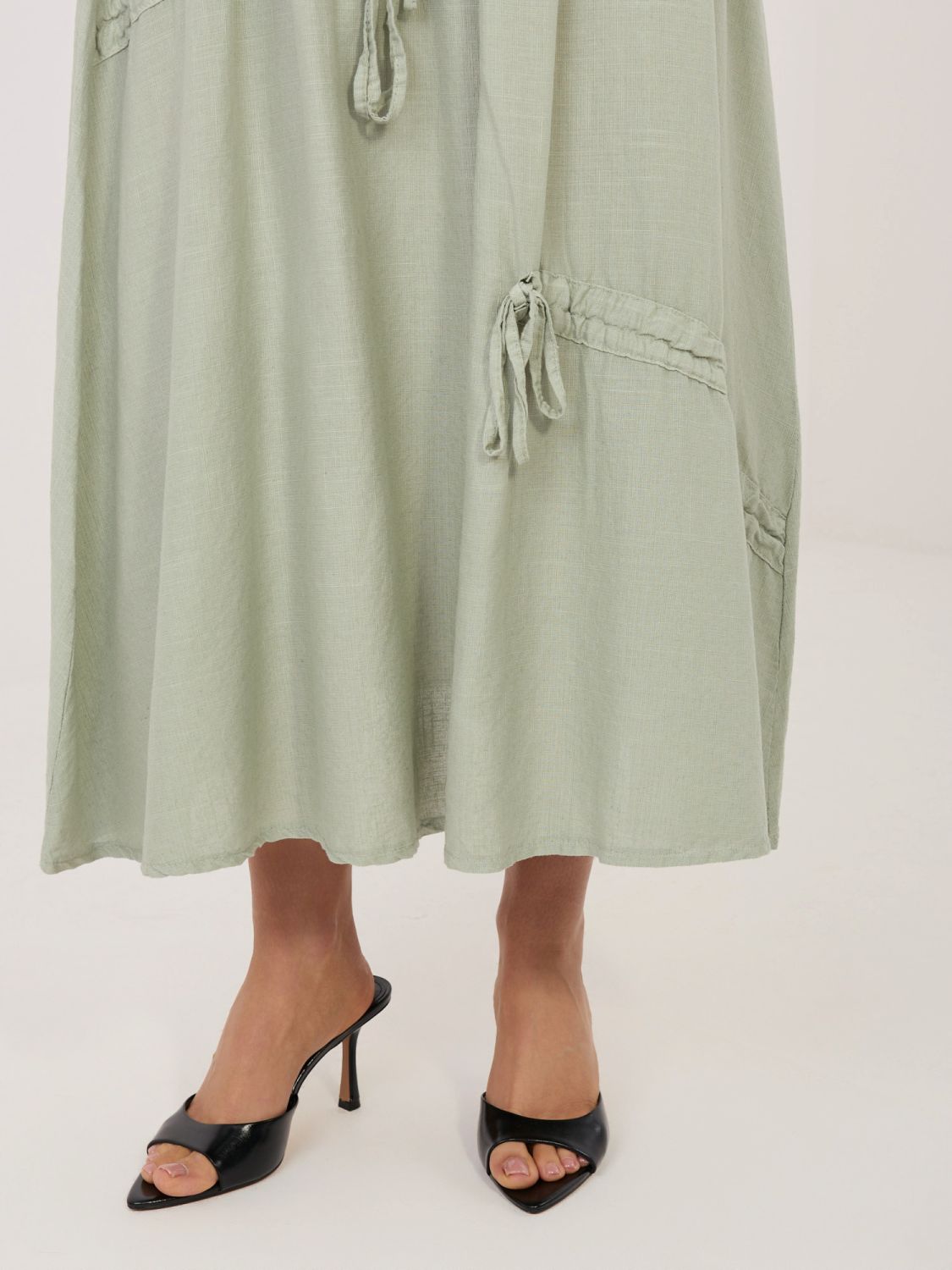 Khaki midi krilo z zavezovanjem