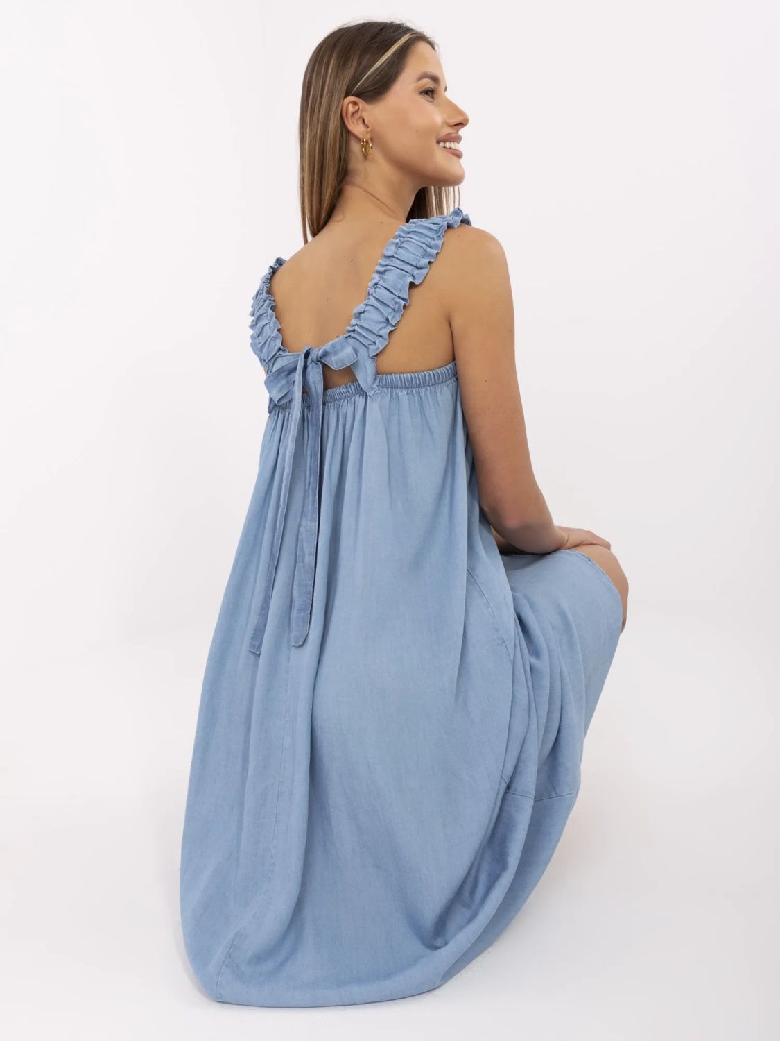 Oversize modra maksi obleka
