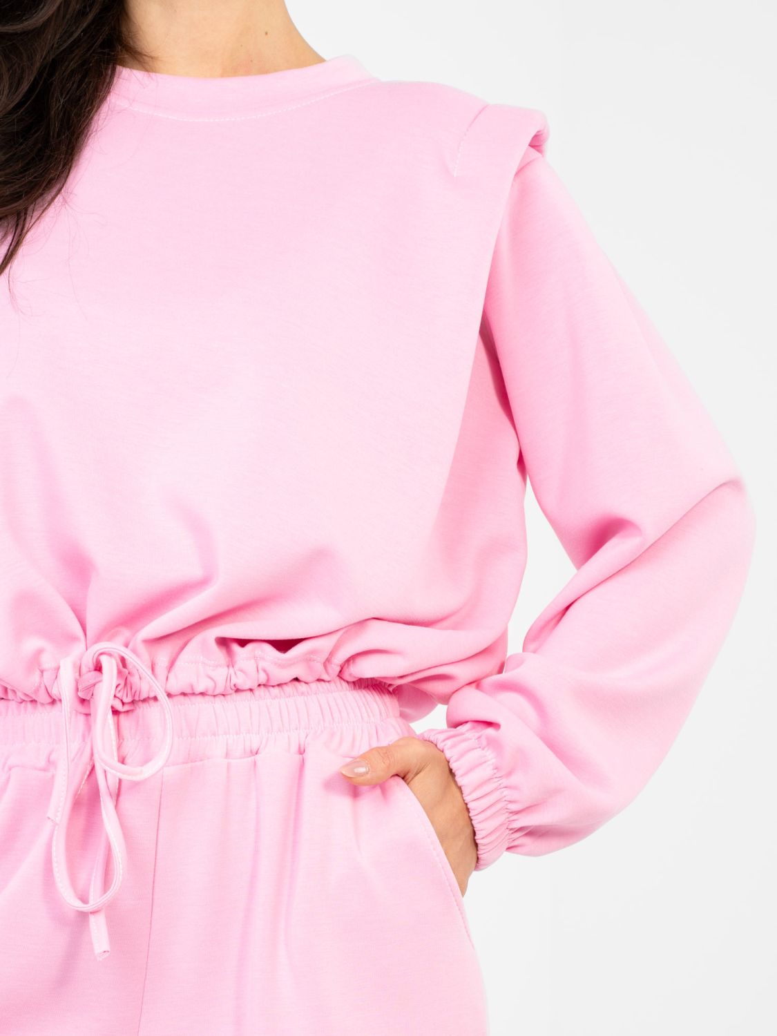 Roza ženski komplet z vezanjem in visokim pasom