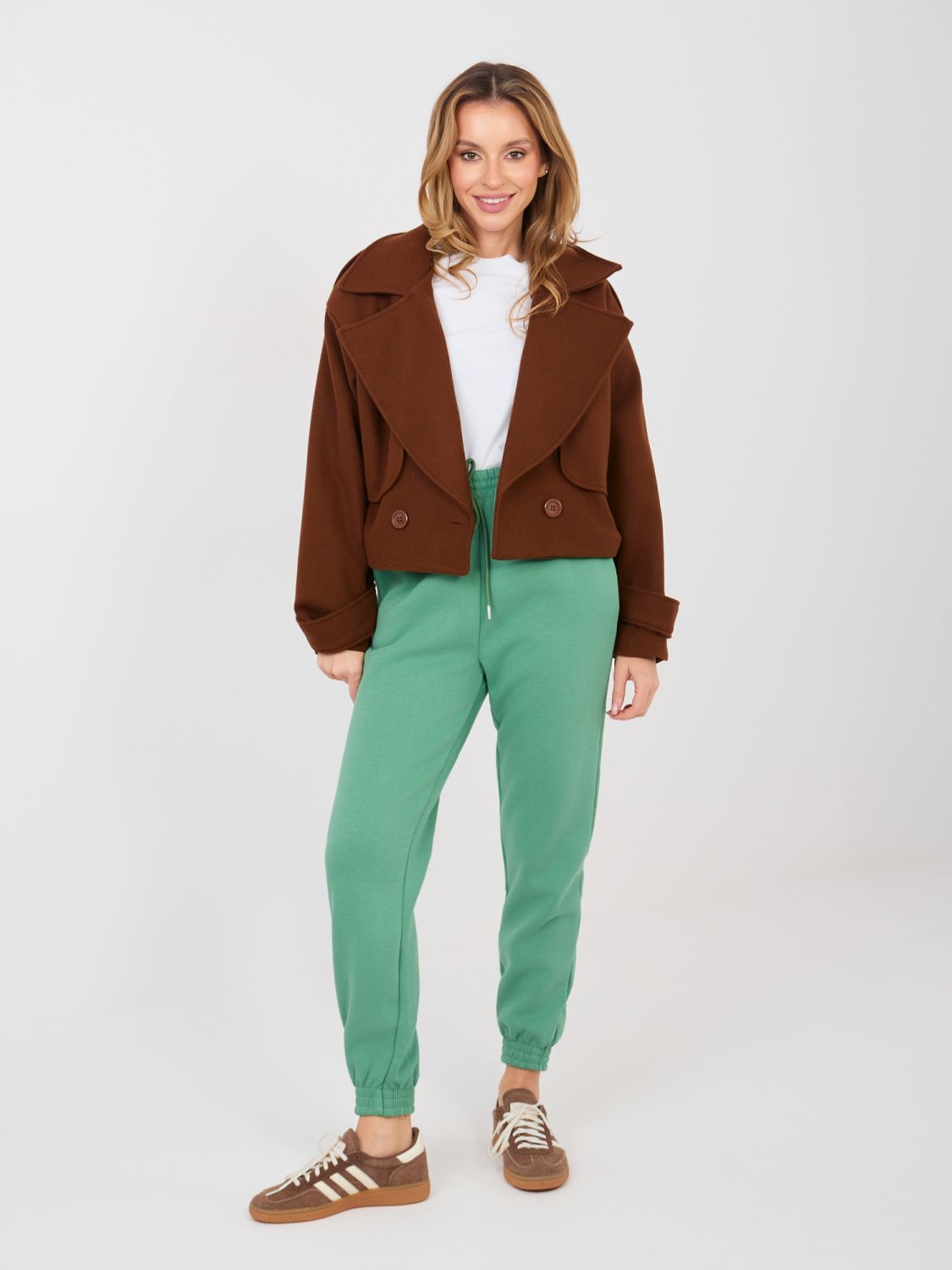 Pistacijeve športne hlače z visokim pasom