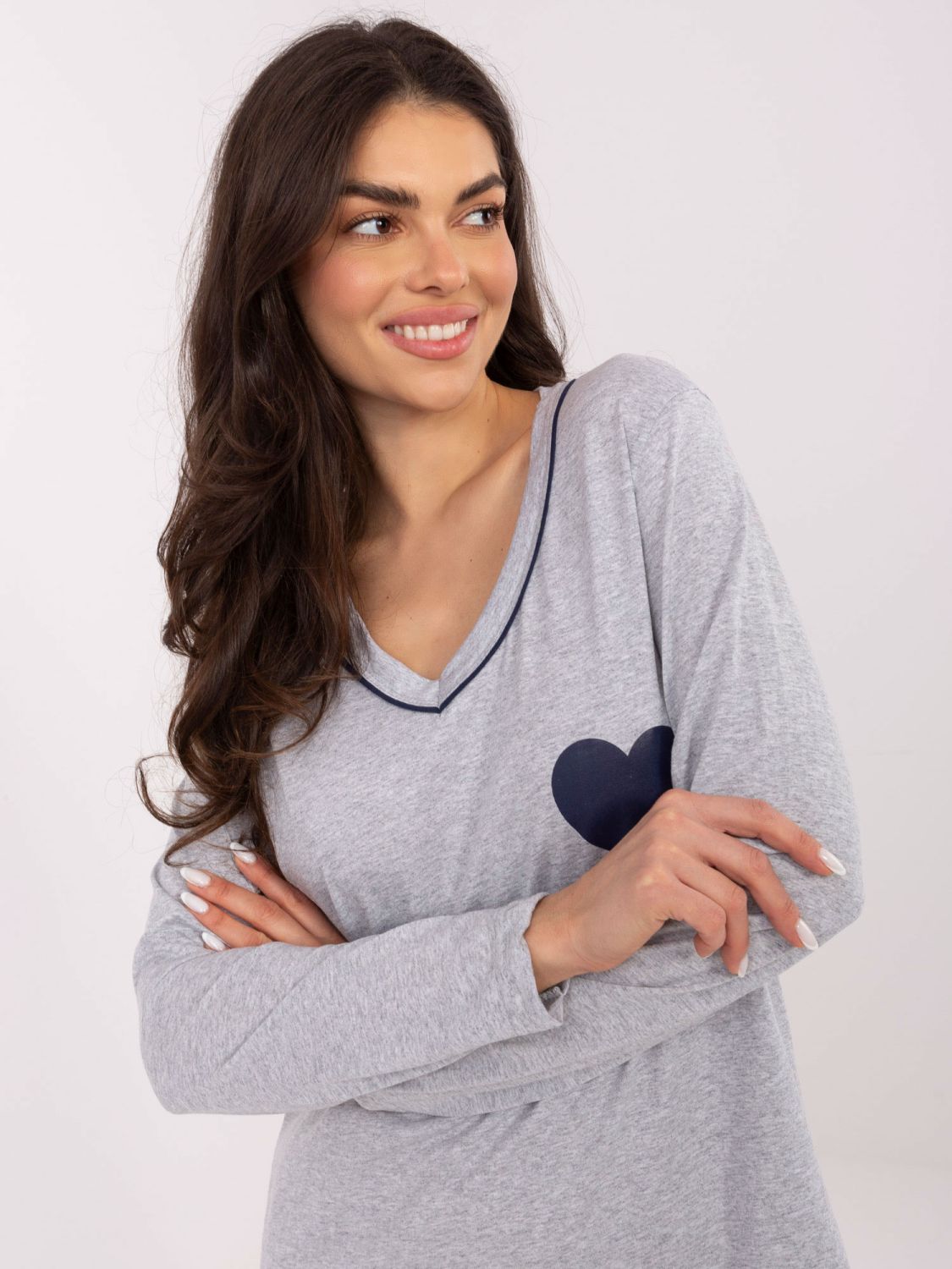 Ženska siva spalna srajca s potiskom