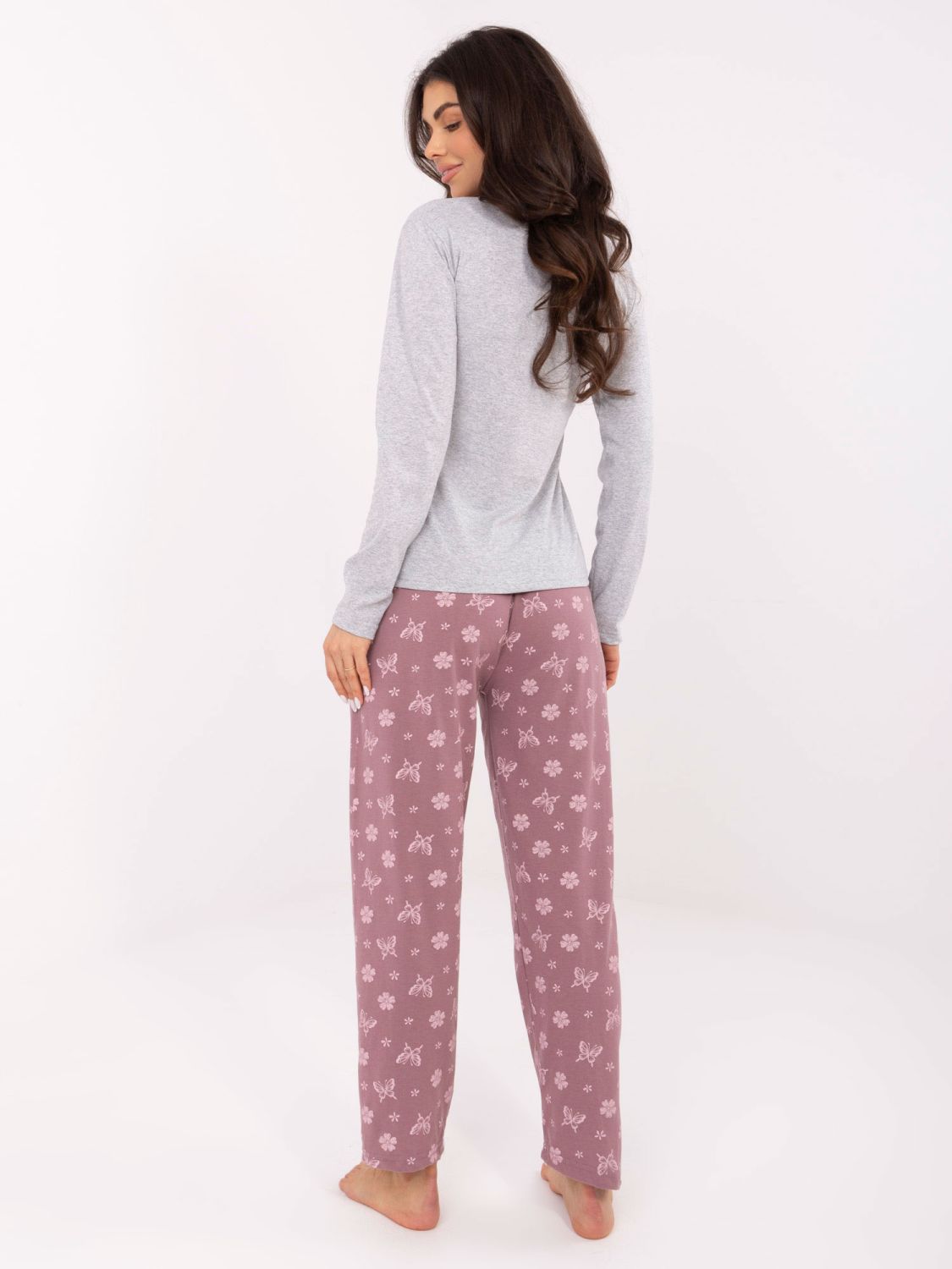 Ženska siva bombažna pižama s potiskom