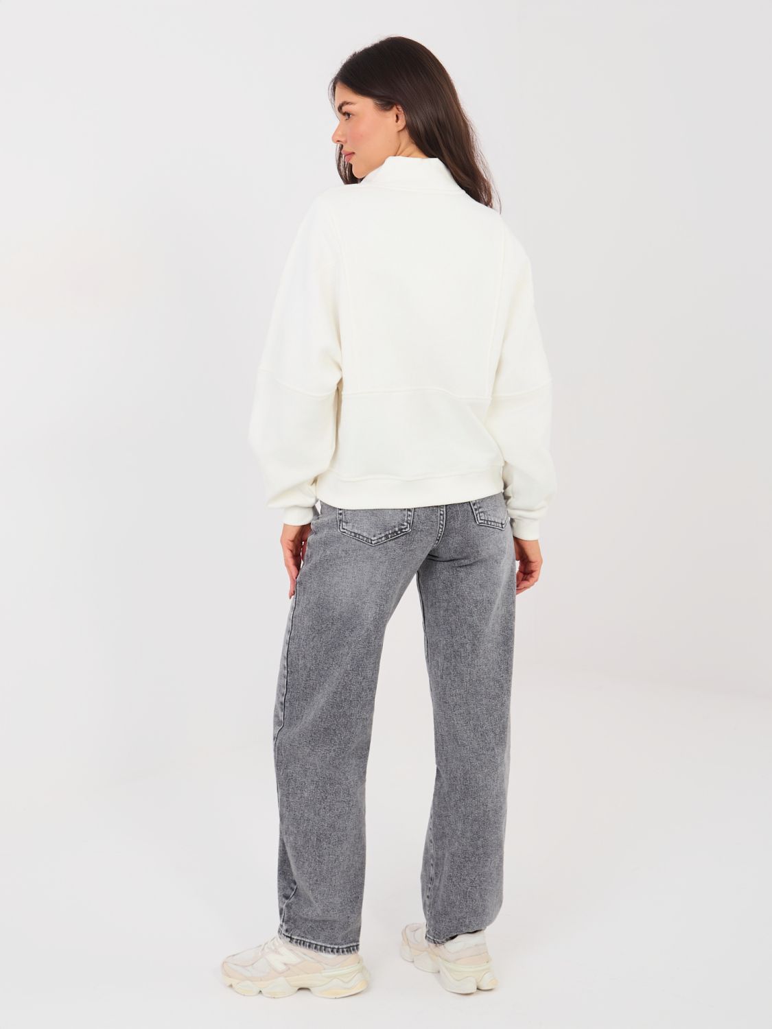 Sive balloon fit kavbojke z visokim pasom