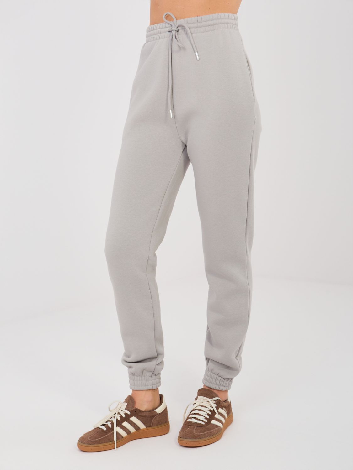 Ženske športne jogger hlače s patentom, sive