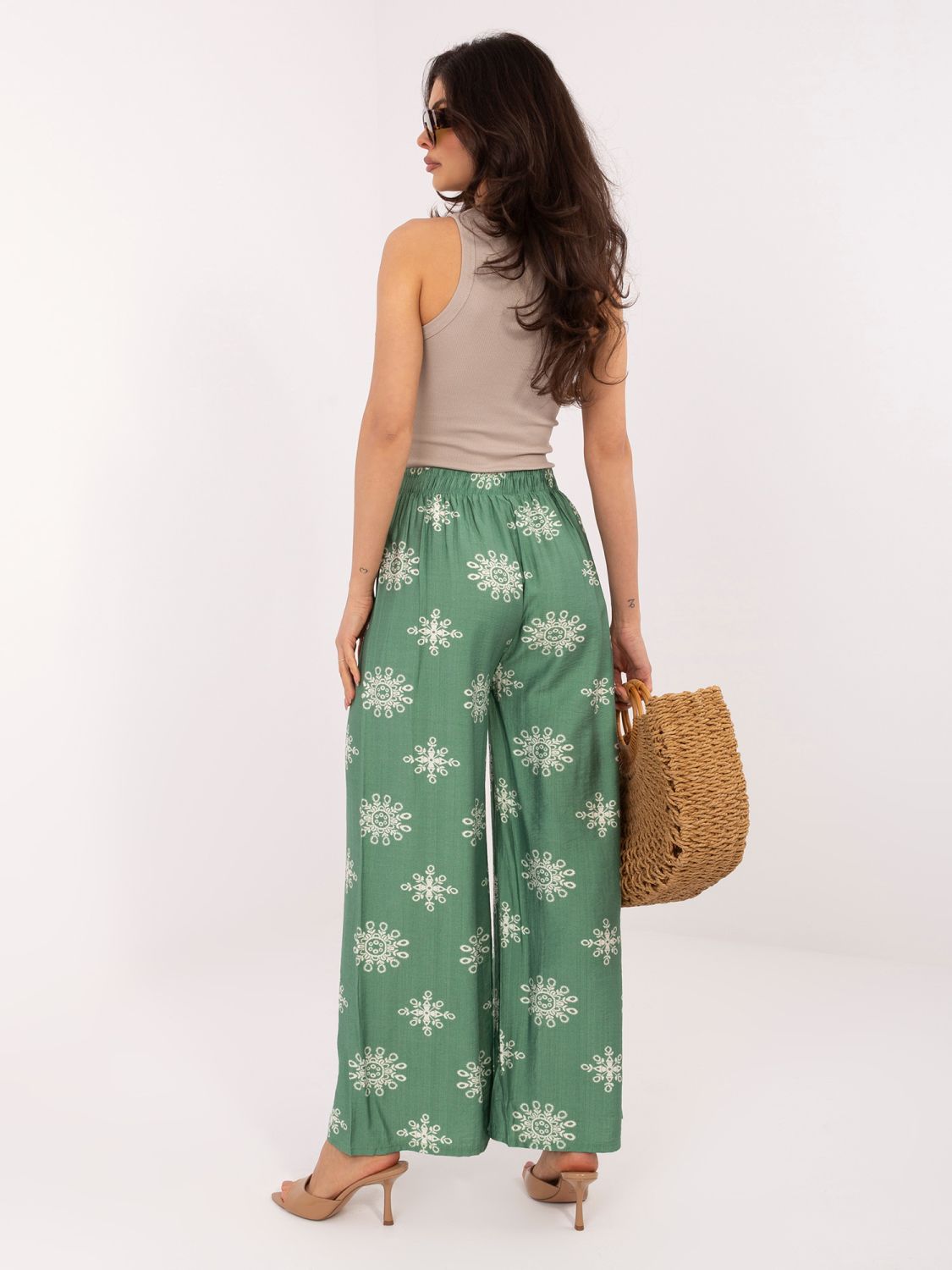 Zelene palazzo hlače s pasom