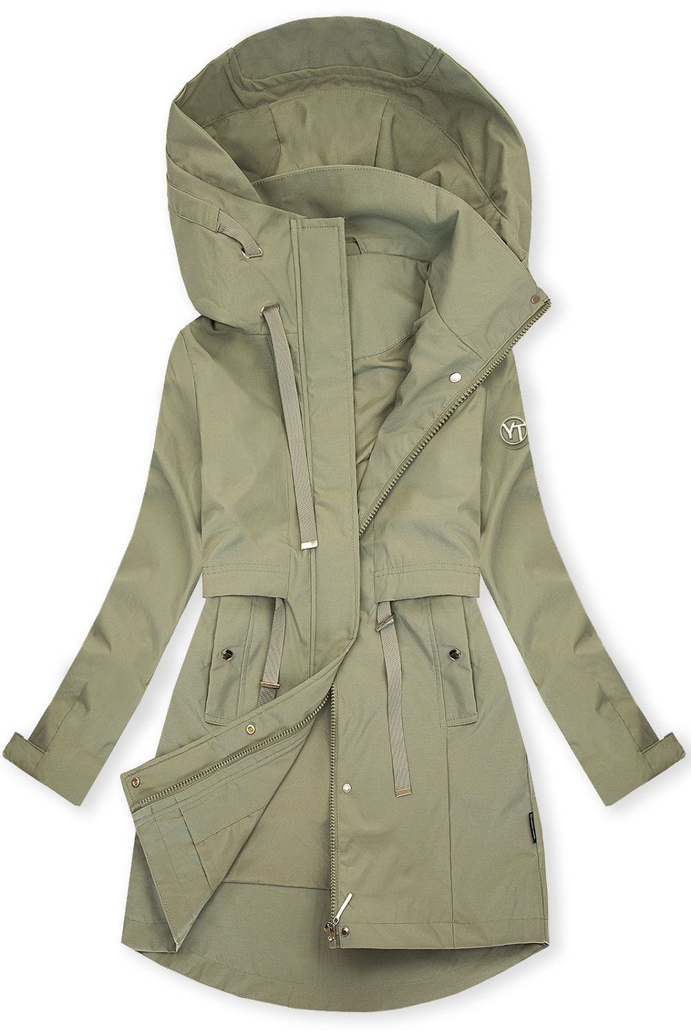 Spomladanska parka z veliko kapuco khaki
