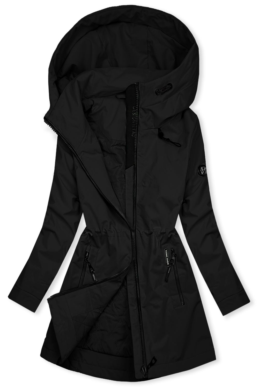 Ženska prehodna parka s kapuco – Črna