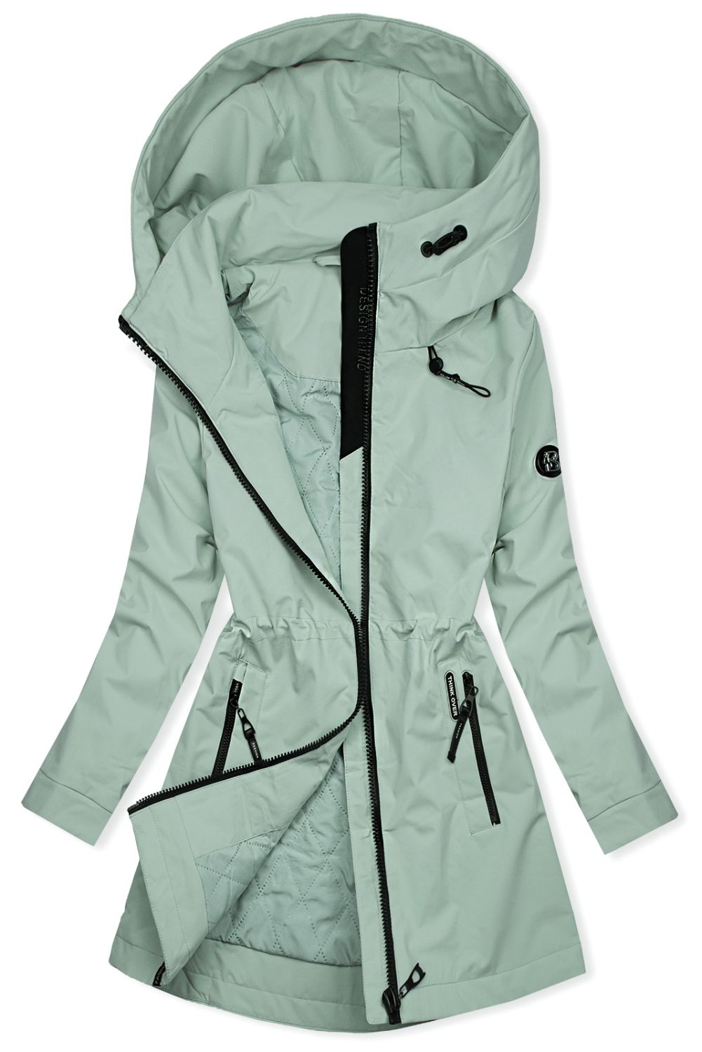 Ženska prehodna parka s kapuco – Mentol