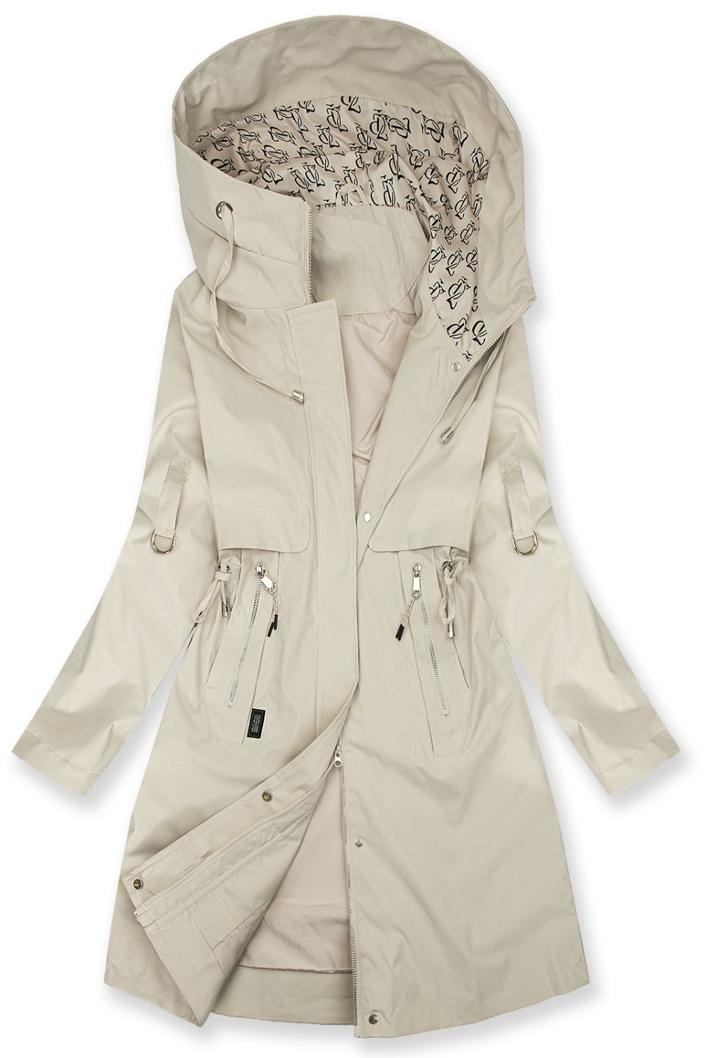 Podaljšana parka s potiskom v kapuci